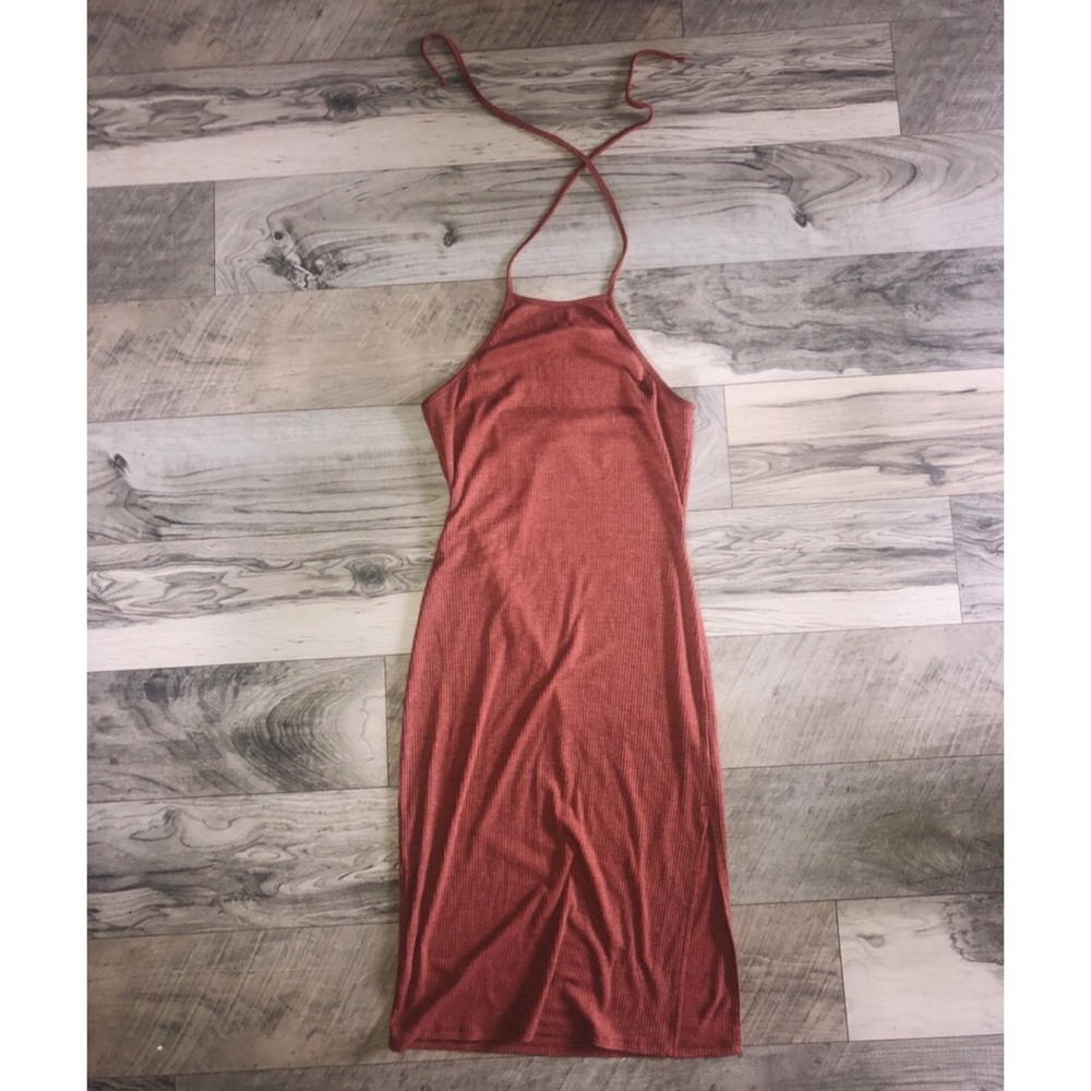 Halter midi-dress with slit